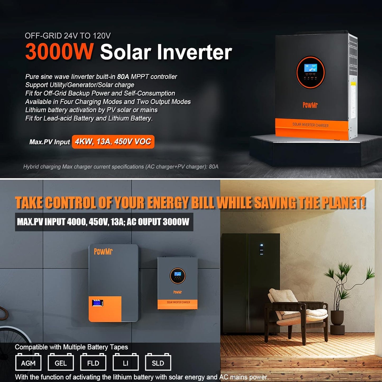 ⚡ Split-Phase Inverter & Power Controller – Reliable Backup Energy for Home & Off-Grid ⚡🔋